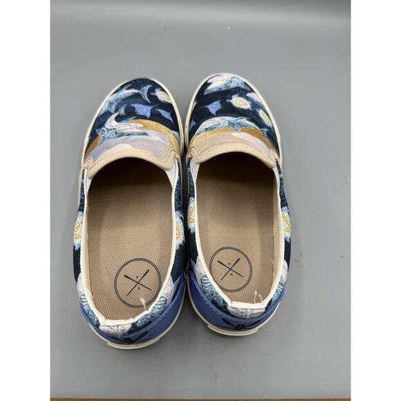 Inkkas Slip On Shoes Women’s 7.5 Shark Ocean Print Canvas Sneakers Blue - Picture 6 of 8